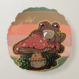 Toad-allyToadstool Toad Round Pillow