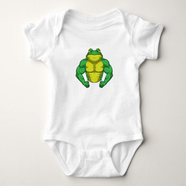 Toad as Bodybuilder with big Muscles Baby Bodysuit (Front)