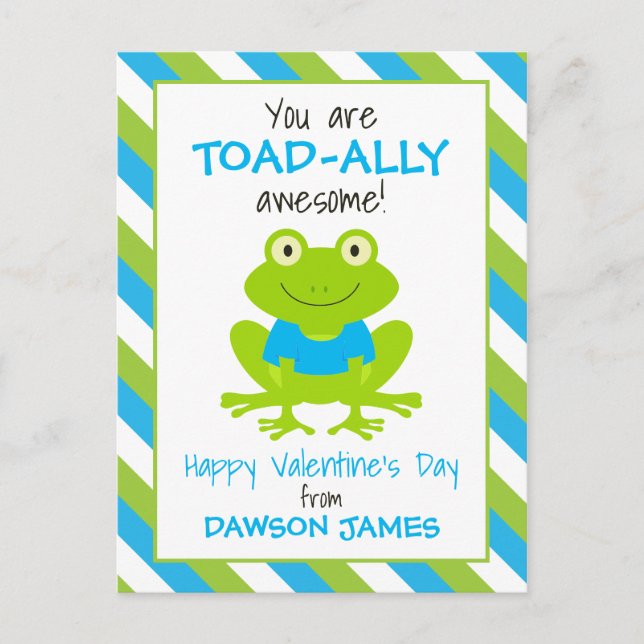 Toad de grenouille rayé Cartes de Saint-Valentin p (Devant)