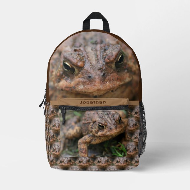 Toad Face Animal Personalized Printed Backpack (Front)