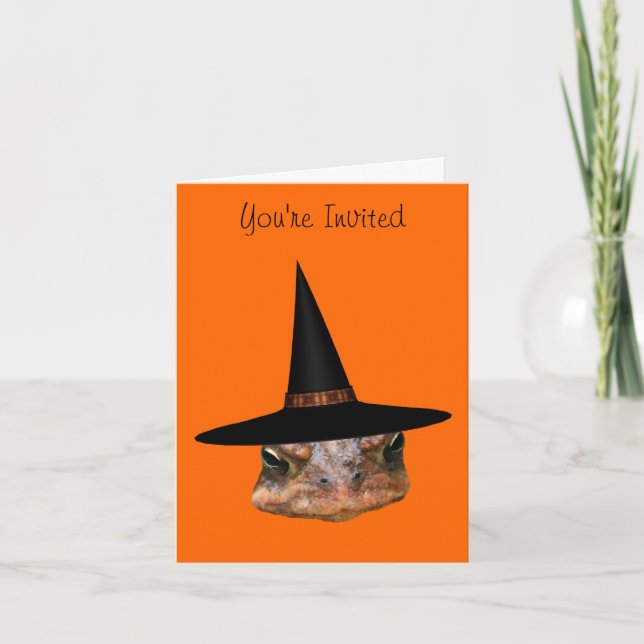 Toad Face Witch Hat Halloween Party Invitation (Front)