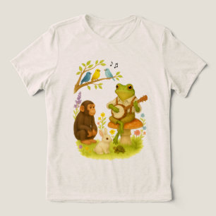 Toad Frog Playing Banjo Vintage Bluegrass Animal Tri-Blend Shirt
