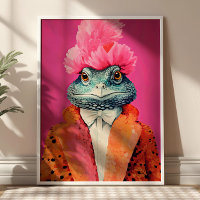 Toad in Funky Suits Animal Fashion Art Pink