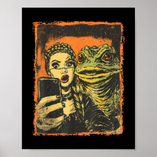 Toad Monster Selfie With Goth Girl Horror Comic Gr Poster