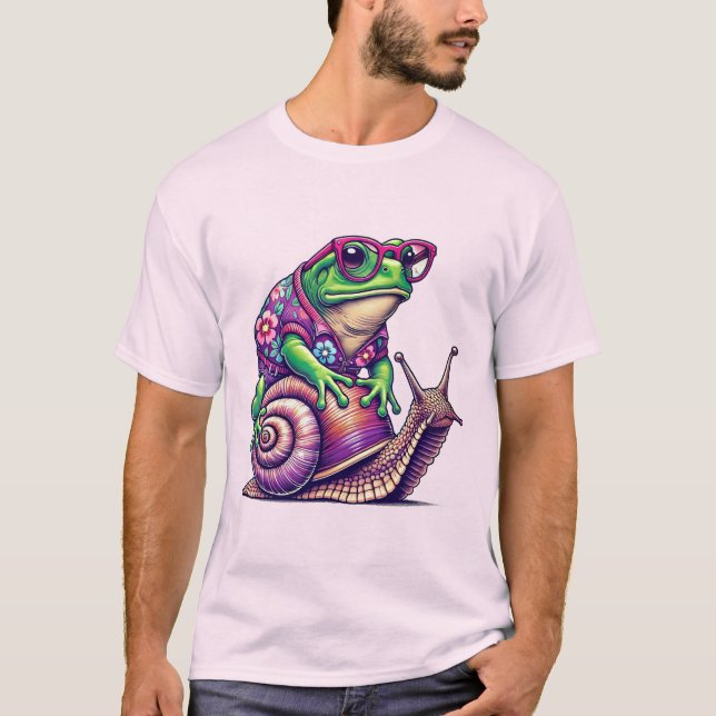 Toad Riding Snail T-Shirt Design  (Front)