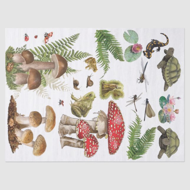 Toad stool decoupage paper woodland elements  (Front)