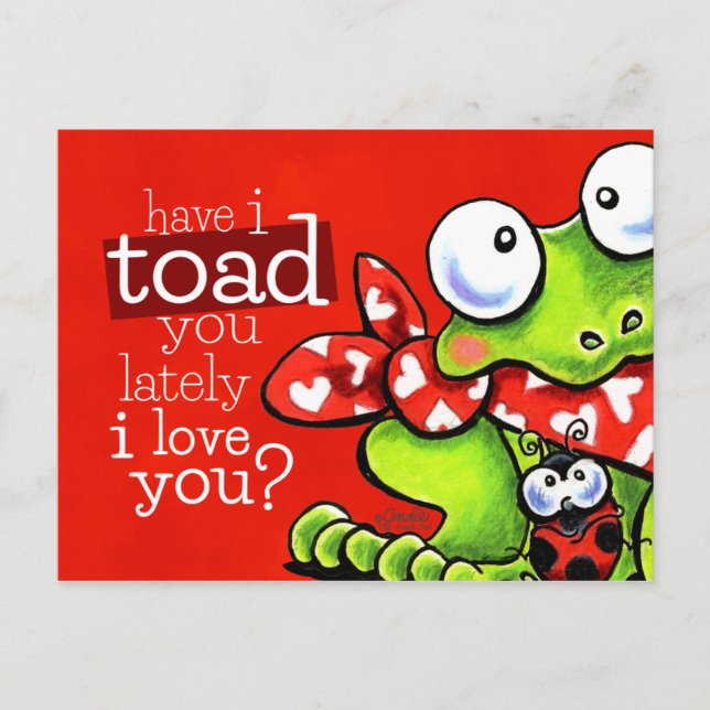 Toad You I Love You Funny Valentine Holiday Postcard (Front)