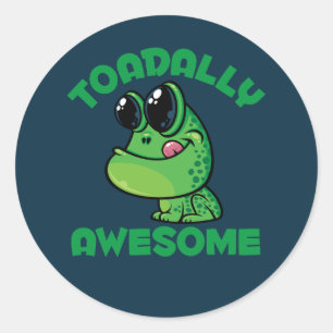 Toadally Awesome Happy Cartoon Toad Classic Round Sticker