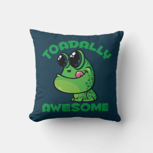 Toadally Awesome Happy Cartoon Toad Throw Pillow