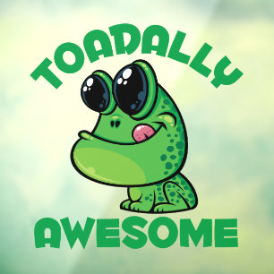Toadally Awesome Happy Cartoon Toad Window Cling