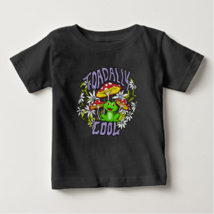 Toadally Cool Colorful floral and frog typography  Baby T-Shirt