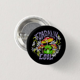 Toadally Cool Colourful floral and frog typography 1 Inch Round Button