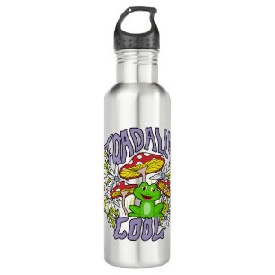 Toadally Cool Colourful floral and frog typography 710 Ml Water Bottle