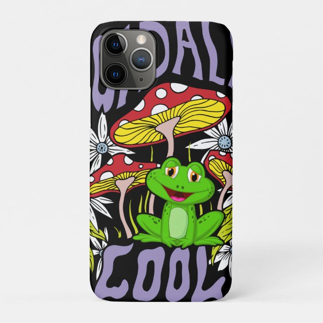 Toadally Cool Colourful floral and frog typography Case-Mate iPhone Case (Back)