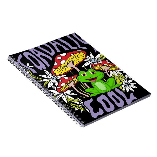 Toadally Cool Colourful floral and frog typography Notebook (Right Side)