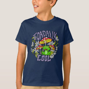 Toadally Cool Colourful floral and frog typography T-Shirt