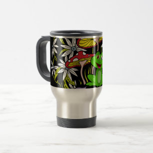 Toadally Cool Colourful floral and frog typography Travel Mug