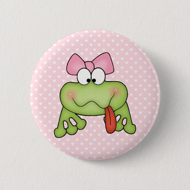 Toadally Cute Girl Frog 2 Inch Round Button (Front)