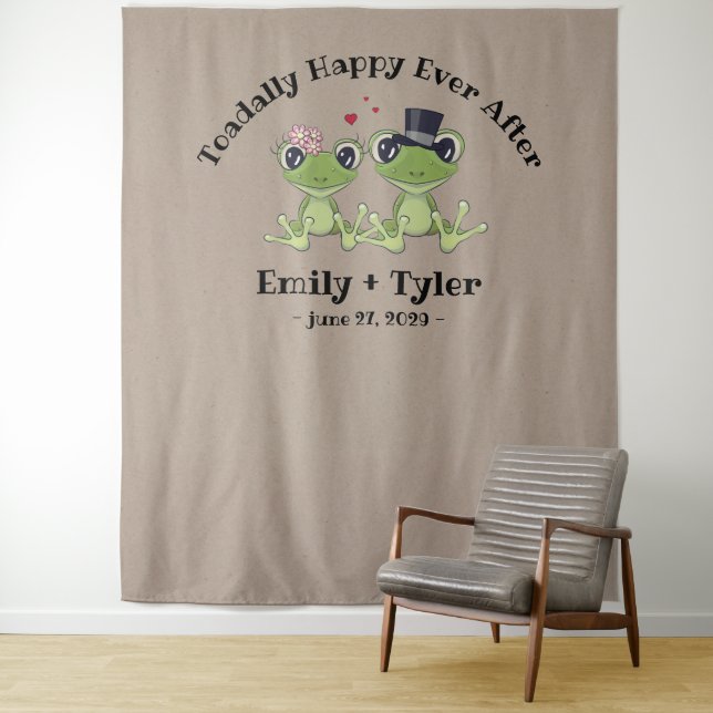 ©Toadally Happy After Frog Couple Rustic Wedding Tapestry (In Situ)