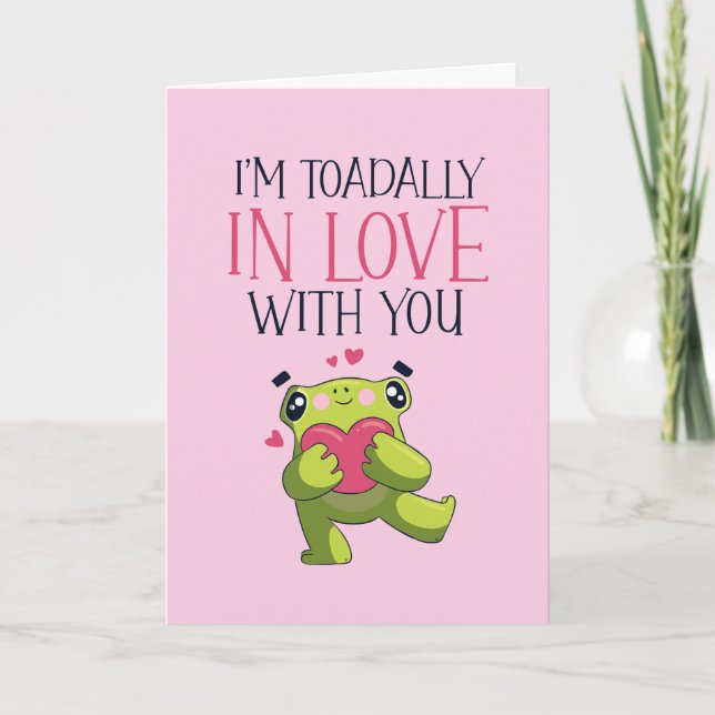 Toadally In Love Frog Pun Funny Valentine's Day Holiday Card (Front)
