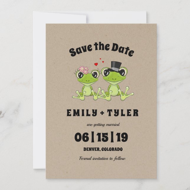 Toadally in Love Frog Rustic Save The Date Invitation (Front)