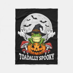 Toadally Soky Funny Halloween Frog On Pumpkin Full Fleece Blanket