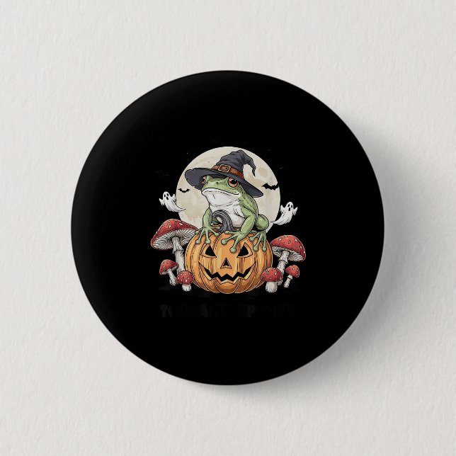 Toadally Soky Funny Halloween Frog On Pumpkin With 2 Inch Round Button (Front)