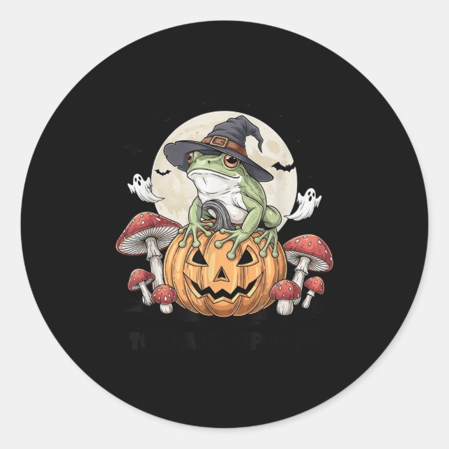 Toadally Soky Funny Halloween Frog On Pumpkin With Classic Round Sticker (Front)