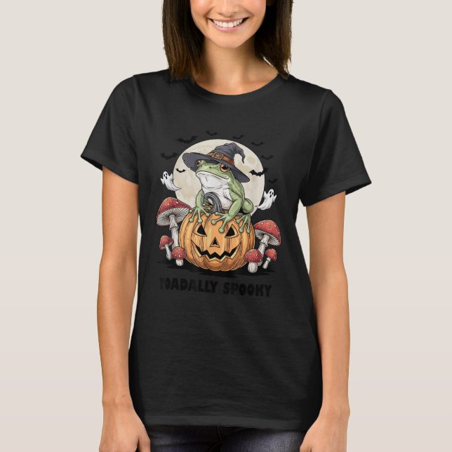 Toadally Soky Funny Halloween Frog On Pumpkin With T-Shirt (Front)