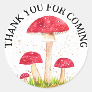Toadstool Mushroom Forest watercolor Red Nature Classic Round Sticker