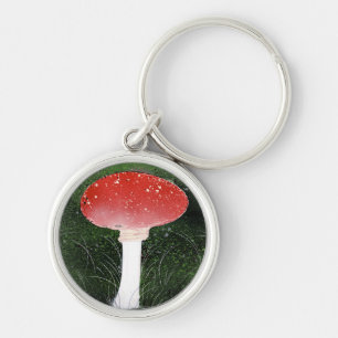 Toadstool Mushroom in Moss Surroundings Keychain