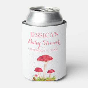 Toadstool Mushroom Watercolor Cute Baby Shower Can Cooler