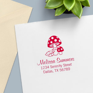 Toadstool Mushrooms Address Self-inking Stamp