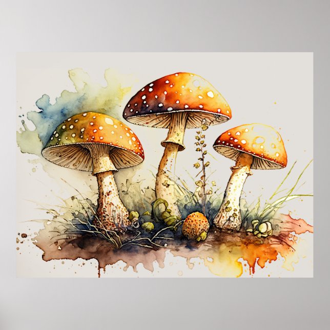 Toadstool Mushrooms, Amanita muscaria Poster (Front)