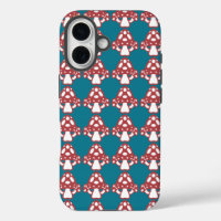 Toadstool Mushrooms - White Dots Spots Red Blue