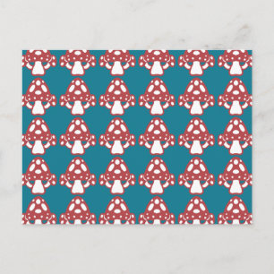 Toadstool Mushrooms - White Dots Spots Red Blue Postcard