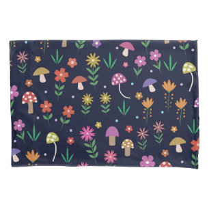 Toadstool Mushrooms With Whimsical Flowers Pillowcase