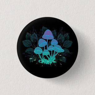 Toadstools in Bushes 1 Inch Round Button
