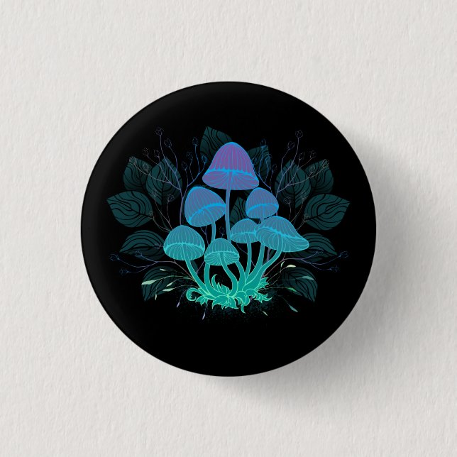 Toadstools in Bushes 1 Inch Round Button (Front)