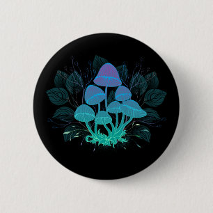 Toadstools in Bushes 2 Inch Round Button