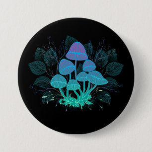 Toadstools in Bushes 3 Inch Round Button