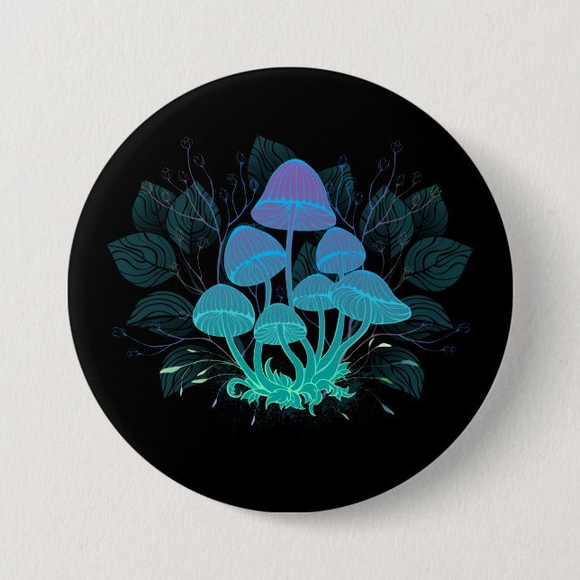Toadstools in Bushes 3 Inch Round Button (Front)