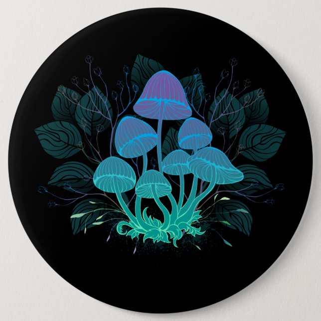 Toadstools in Bushes 6 Inch Round Button (Front)