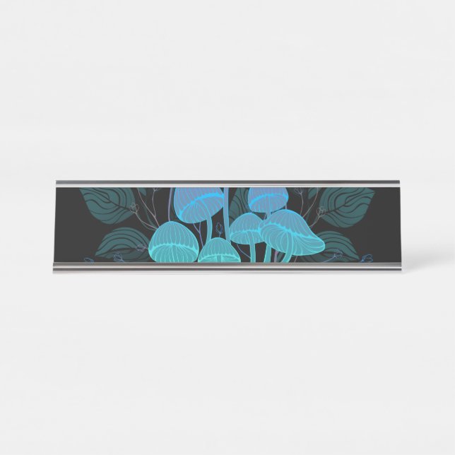 Toadstools in Bushes Desk Name Plate (Front)