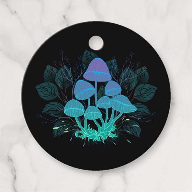 Toadstools in Bushes Favour Tags (Front)