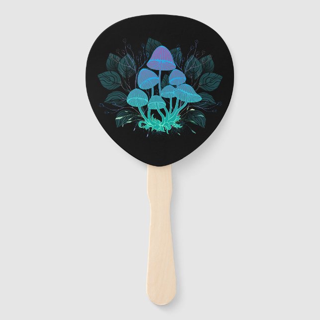 Toadstools in Bushes Hand Fan (Front)