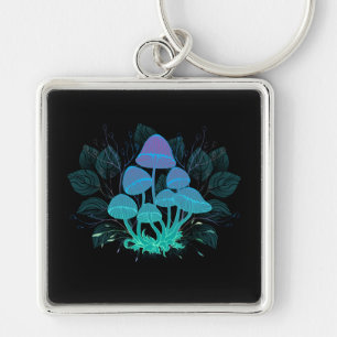 Toadstools in Bushes Keychain