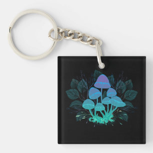 Toadstools in Bushes Keychain