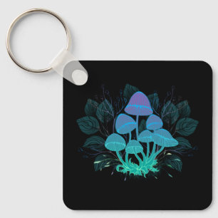 Toadstools in Bushes Keychain