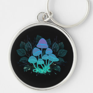 Toadstools in Bushes Keychain